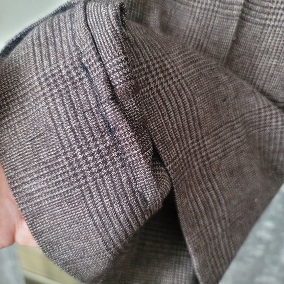 Della Spiga Checkered Wide Leg Dress Trouser Pants in Brown - Picture 10 of 13